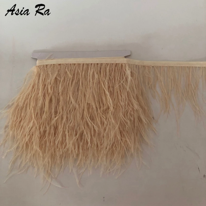 Высококачественное пушистое страусиное перо обрезка ткани полоса 10 метров в