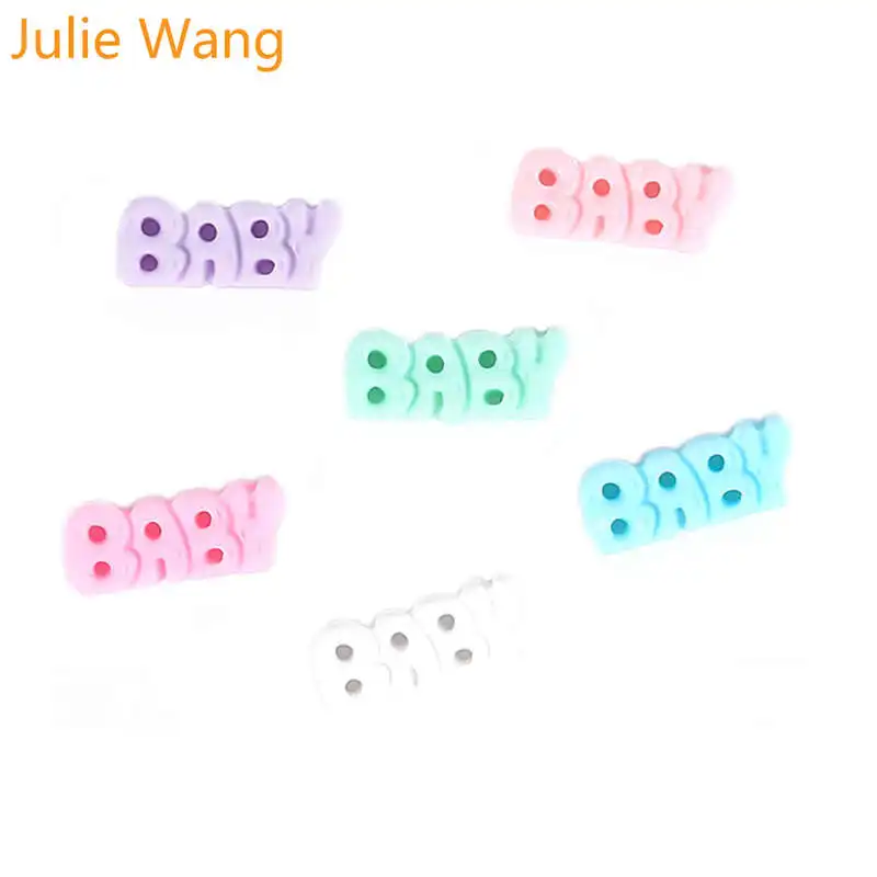 Julie Wang 10 шт. полимерные "Детские" буквы милые каваи с плоской задней стороной кабошон подвески для изготовления ювелирных изделий ожерелье браслет аксессуар