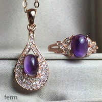 kjjeaxcmy exquisite jewelry 925 pure silver amethyst jewelry ladies jewelry rings pendants 2 pieces