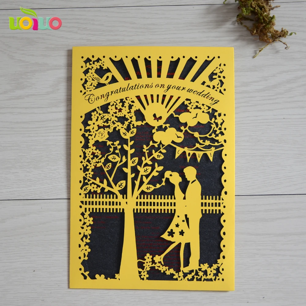 Карманная Любовь дерево королевская Свадебная Открытка Дизайн Лазерная Резка