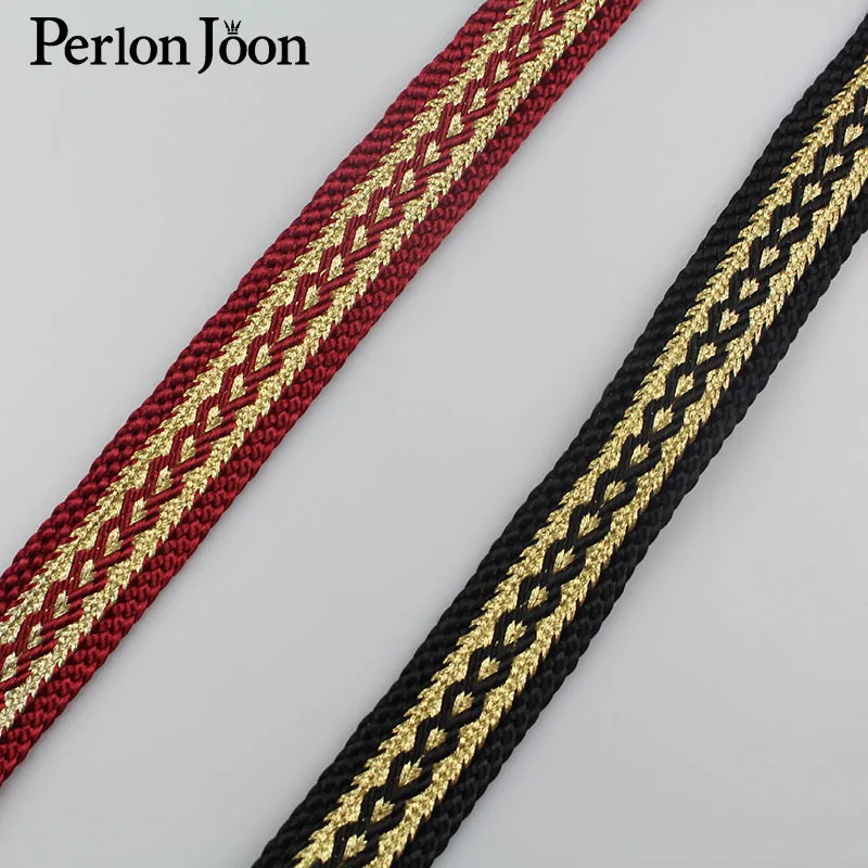 10 ярдов 2 см Новая цветная Полиэстеровая тесьма с золотой нитью для одежды сумки