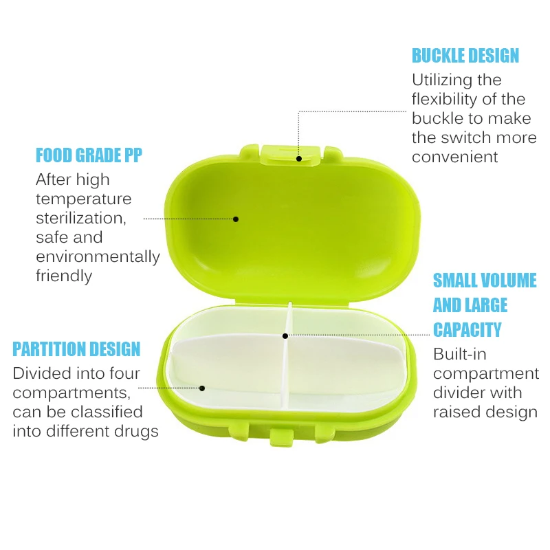 Дешевые Портативный 4 сетки мини контейнер для таблеток медицинский ящик
