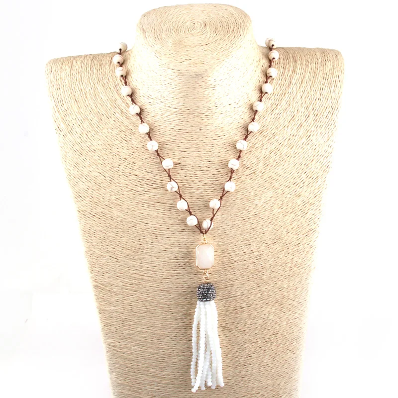 MOODPC модный синий амазонит камень плетение богемные ювелирные изделия коричневый