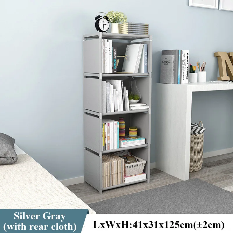 Grey 5L B Многослойная простая сборная книжная полка угловой шкаф для хранения мелочей органайзер для книг легкая передвижная полка книжный шкаф детский домашний декор - Цвет: Grey 5L B