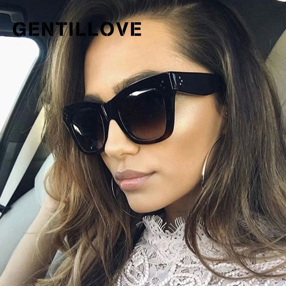 

Women Brand Design Retro Leopard Color Transparent Fashion Cat Eye Sunglasses Luxury Rectangle Sun Glasses Female Eyewear