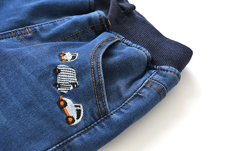 Осенне зимние джинсы для детей утепленные вельветовые длинные джинсовые штаны