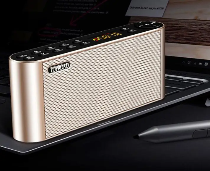 TOPROAD беспроводной Altavoz Bluetooth динамик s портативный металлический динамик enceinte с микрофоном TF USB для Xiaomi iPhone мобильных телефонов ПК - Цвет: Gold Speakers
