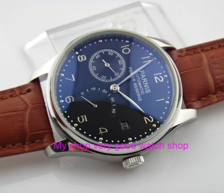 Мужские механические наручные часы PARNIS черные циферблаты 43 мм с автоматическим