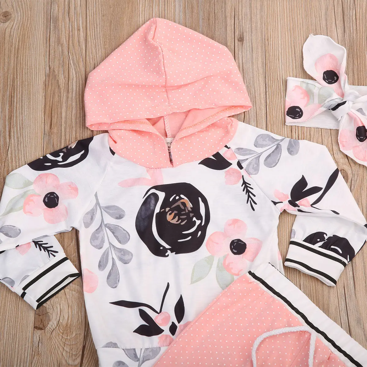 Комплект из 3 предметов хлопковая Футболка розового и белого цвета для маленьких