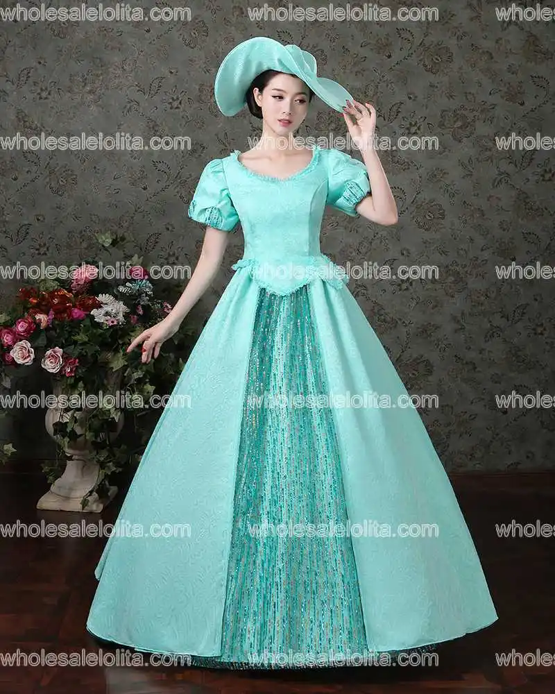 Новое поступление бальное платье синего цвета в стиле рококо Марии-Антуанетты