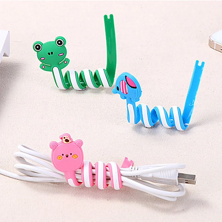 Cute Multipurpose phone USB Cable Winder clip Wire Cord Organizer Protector Earphone Computer PC Data line Collation Animal | Дом и сад