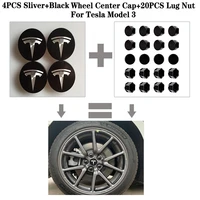 20 pcs wheel lug nut covers4pcs sliverblack stainless steel wheel center caps hub cover for tesla model 3