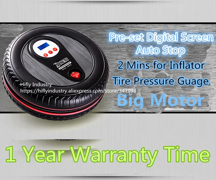 

HAIFE Digital Compressor Auto Stop Pump Portable 12V 260PSI Electric Car Tyre Digital Air Compressor with 3 Pneumatic Nozzle