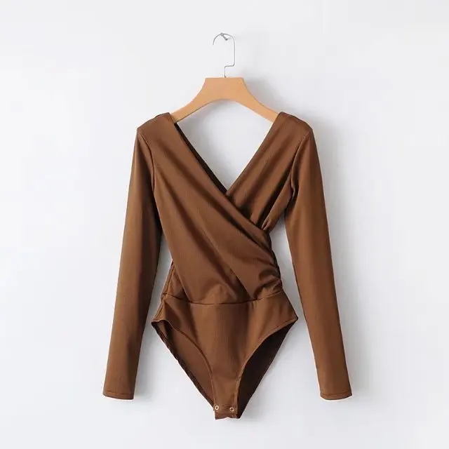 

Long Sleeve Bodysuit Women Backless Jumpsuits femme 2019 Long sleeve V-neck jumpsuit