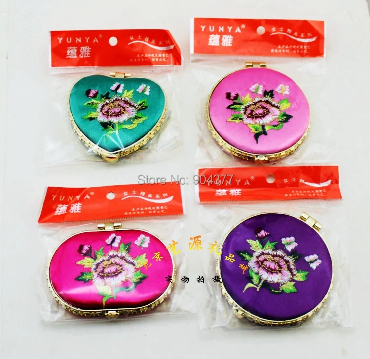 Компактные зеркала с вышитым цветком пиона свадебные сувениры двухстороннее