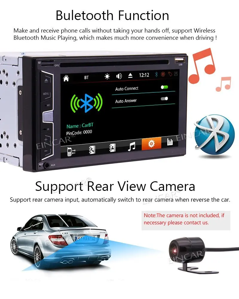 Резервная камера + автомобильный стерео Bluetooth 2 Din Радио мультимедийный плеер