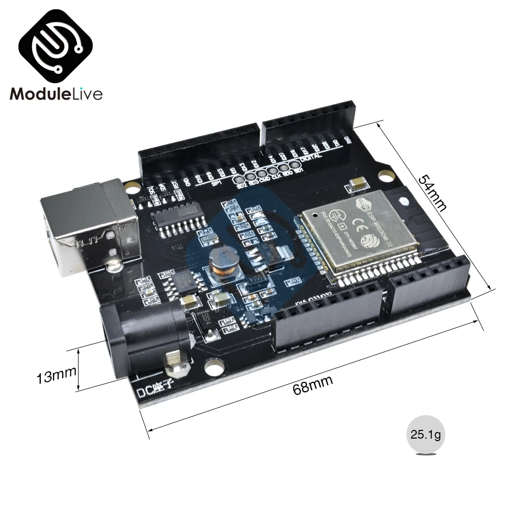 ESP32 Беспроводной Wi-Fi и bluetooth-адаптер макетная плата CH340 для Wemos D1 мини USB-B Интерфейс для Arduino UNO R3 D1 R32 4 Мб памяти