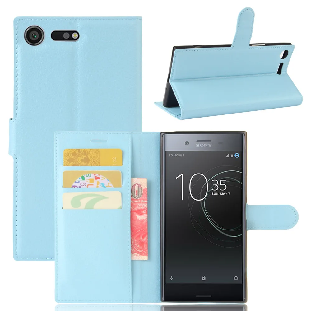 Кожа Телефонные Чехлы для Sony Xperia XZ Премиум 100 шт. роскошные кожаные флип бумажник