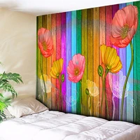 board poppy flowers 3d wood print tapestry wall hanging bohemian home decor boho wall carpet living room couch blanket 200x150cm