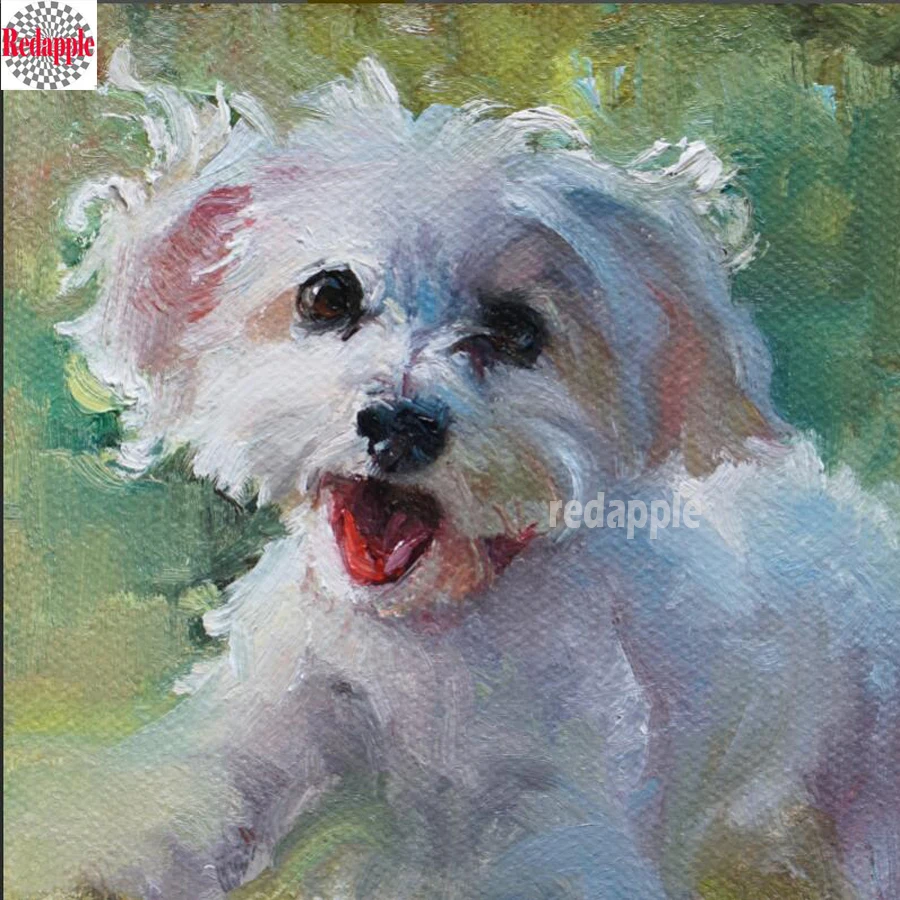 Алмазная вышивка на заказ щенки Мальты 5d мозаика картина стразы животные