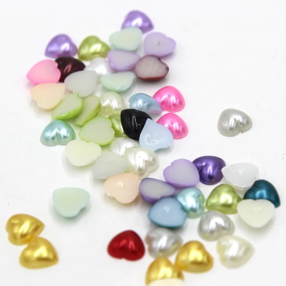 200 шт 12 мм смешанные цвета в форме сердца половинные бусины из смолы Flatback для