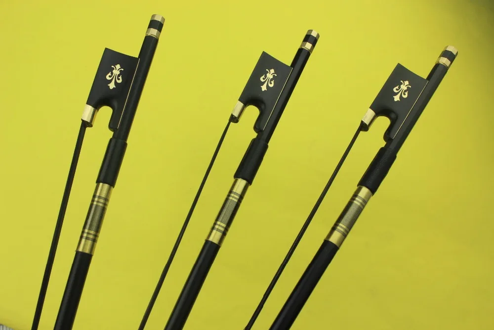 

3pcs black Carbon fiber violin bows 4/4 full size black horse hair violin parts
