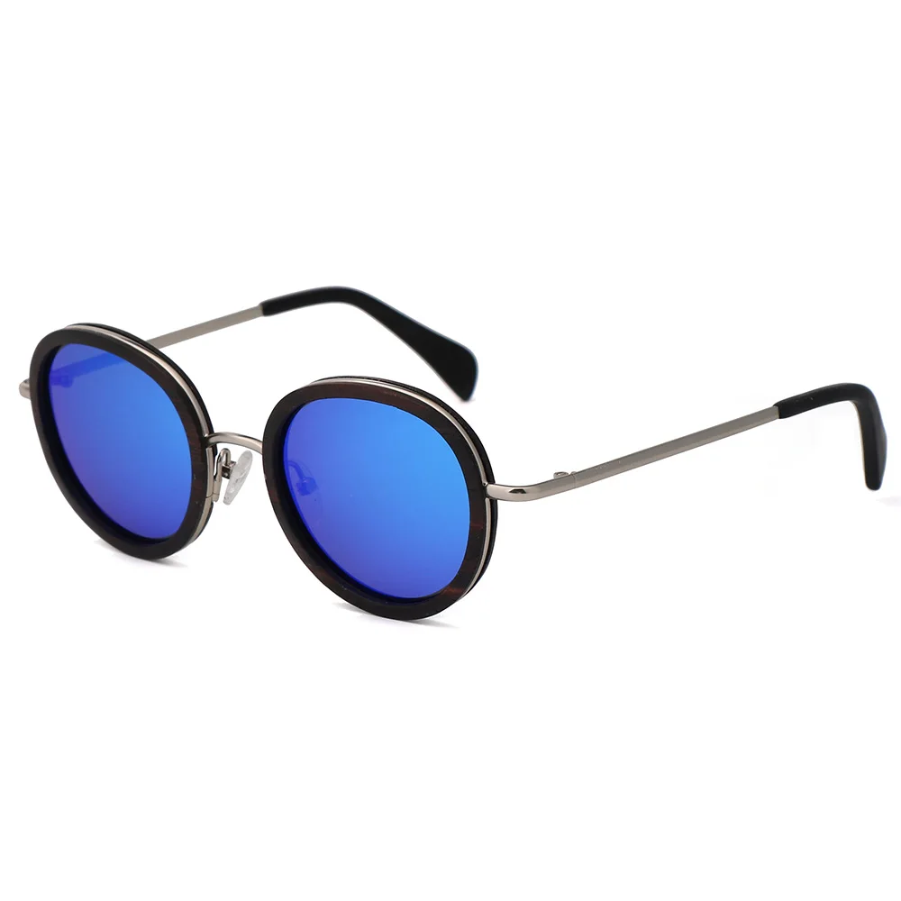 blue lens Ebony поляризованные солнцезащитные очки мужские поляризованные солнцезащитные очки в деревянной оправе женские брендовые оригинальные деревянные очки Oculos de sol masculino с чехлом - Цвет линз: blue lens