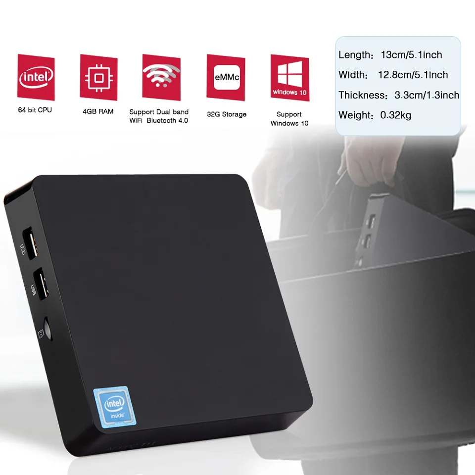 Мини ПК Win10 Intel Atom Z8350 1 92 GHz T11 компьютер 4GB RAM Windows Linux HDMI USB3.0 2 5 inch HDD DDR3
