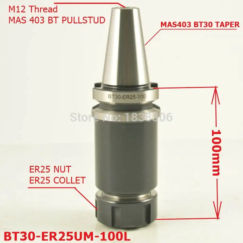 

1pcs BT30 ER25 100 L Precision less than 0.005mm Milling chuck arbors cnc collet Turning tool holder