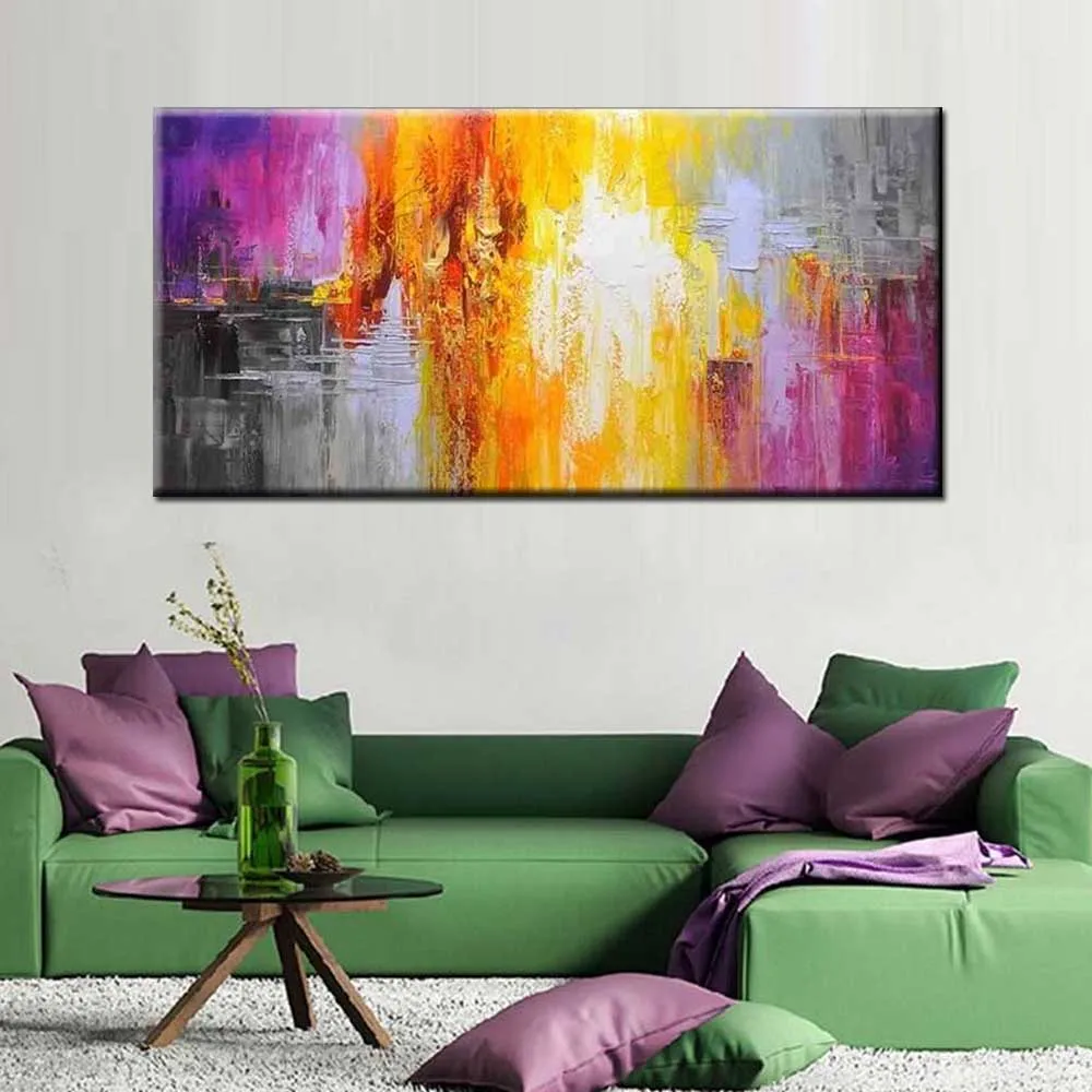 

Large Size Hand Painted Abstract Pink Grey Color Oil Painting Impasto Canvas Abstract Art Living Room Bedroom Home Wall Decor