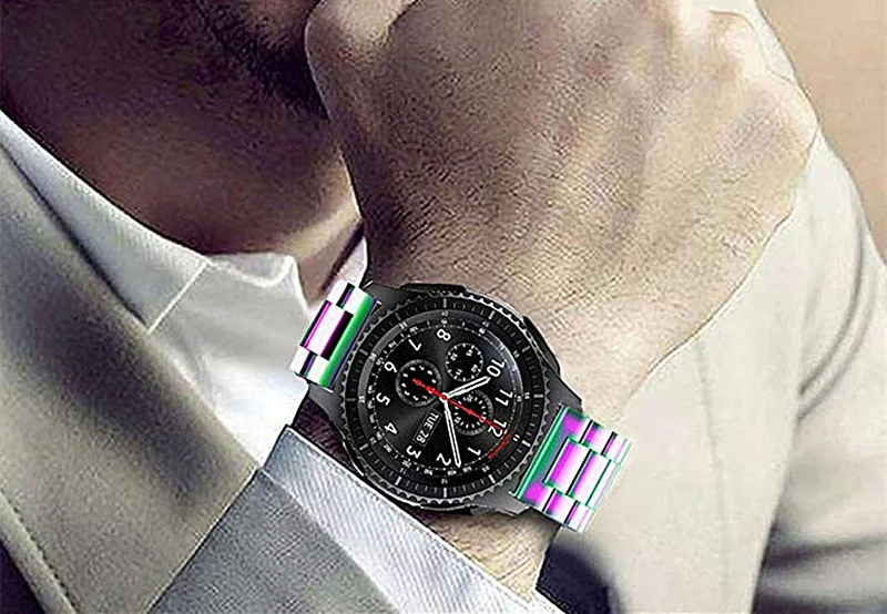 22 мм ремешок для часов из нержавеющей стали для samsung Galaxy 46 мм gear S3 классический/ремешок для huawei Watch GT 2 Классические ремешки для часов