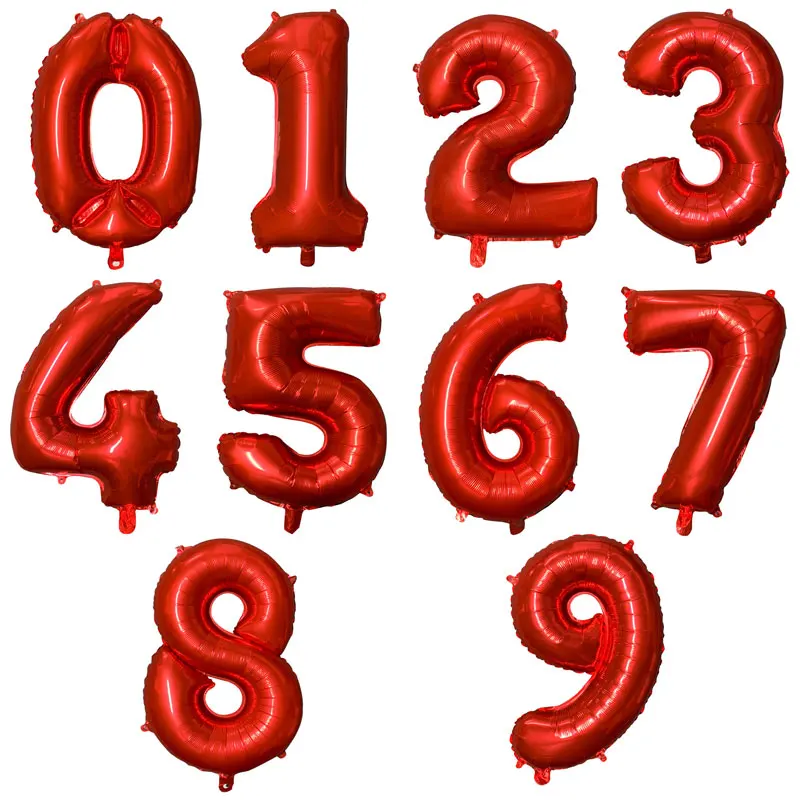 Red 16/32/40 дюймов Новые Стразы образуют цифру «воздушные шары цифры клипсы для воздушных шаров, воздушные шары воздушные деко День рождения украшения Пижама для детей и взрослых, воздушный шар - Цвет: Red