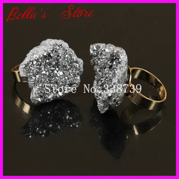 10 шт. смешанные радужные титановые друзовые кольца золотого цвета кольцо с