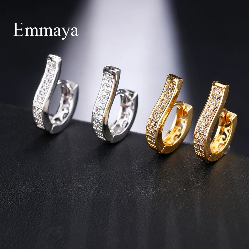 Emmaya оптовая продажа роскошные золотые серьги с цирконом гвоздики для женщин