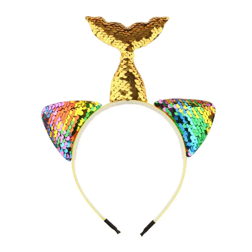 7 шт./лот праздничные ободки обратимые блестки блеск повязка для волос кошачьи