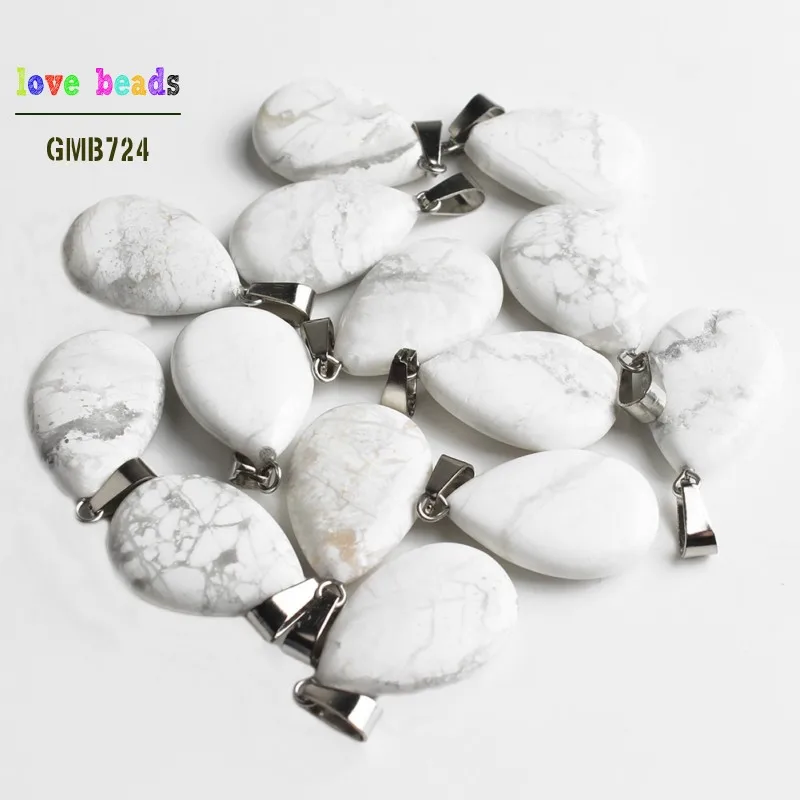 howlite 10 шт./лот подвески в форме капли воды из натурального камня, подвески для ожерелья, 24*16 мм - Окраска металла: howlite