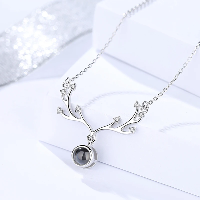 Ожерелье с проекцией из рога счастливого оленя 100 языков я люблю тебя романтичное