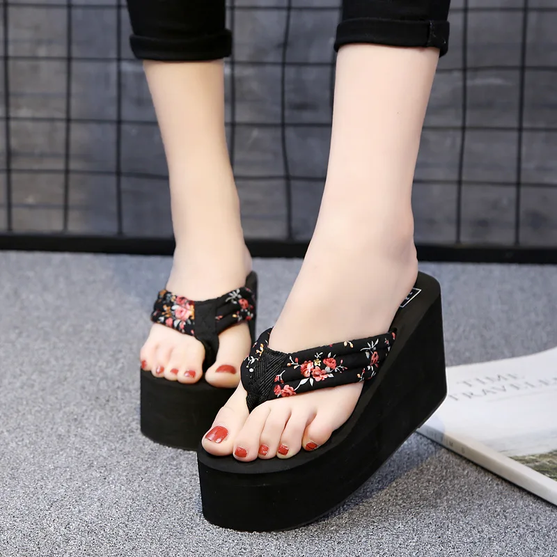 Hot Sale Soild Wedge Platform Flip Flops Woman Shoes 2020 Women Summer High Heels Beach Sandals Ladies 3525 |