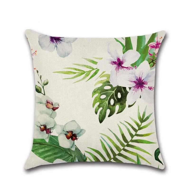 Летние тропические растения Подушка постельное белье с цветами листья Фламинго