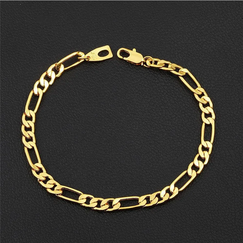 

20cm Top Quality Bracelet Bangle Curb Cuban Chain Gold Bracelets for Men Women Wedding Statement Accessories Mujer