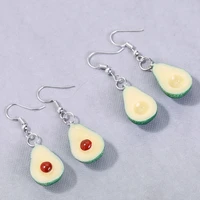 1pair green avocado women drop earrings resin crafts bff friendship jewelry