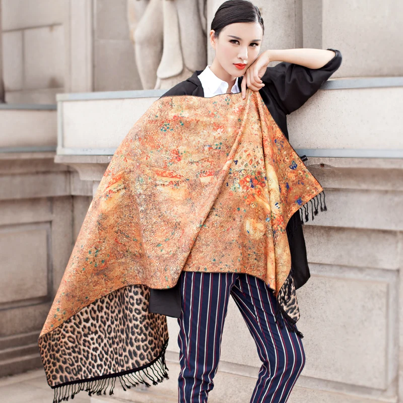 [А] Новая Европа леопарда шарф длинный сон воротником двойного назначения