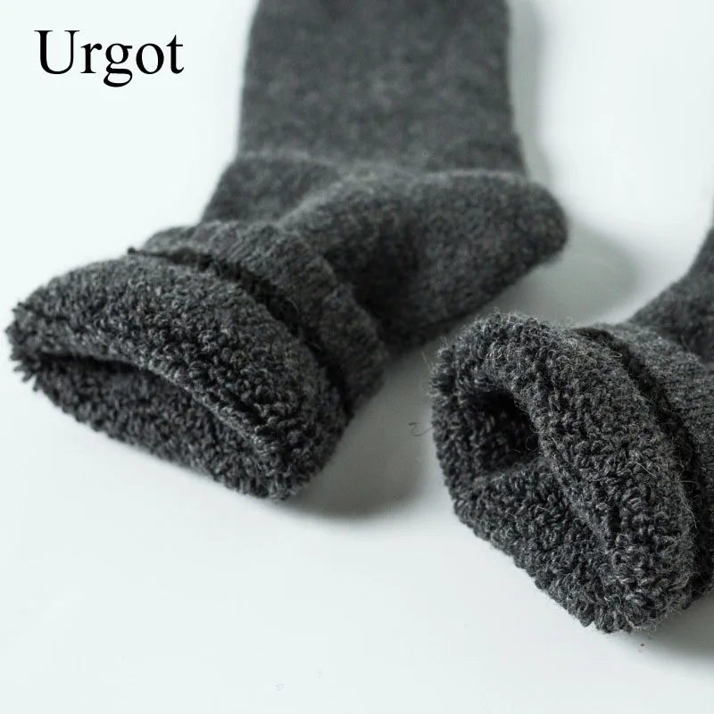 Urgot, 3 пары, мужские шерстяные зимние носки, супер толстые теплые однотонные черные шерстяные теплые мужские повседневные носки для сна, мужские носки