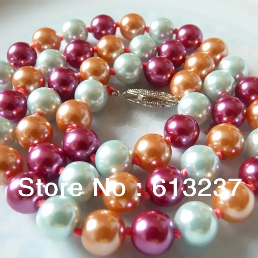 12 colors multicolor shell 8mm simulated pearl round beads necklace for women chain choker elegant jewelry making 18inch MY4609|clasp
