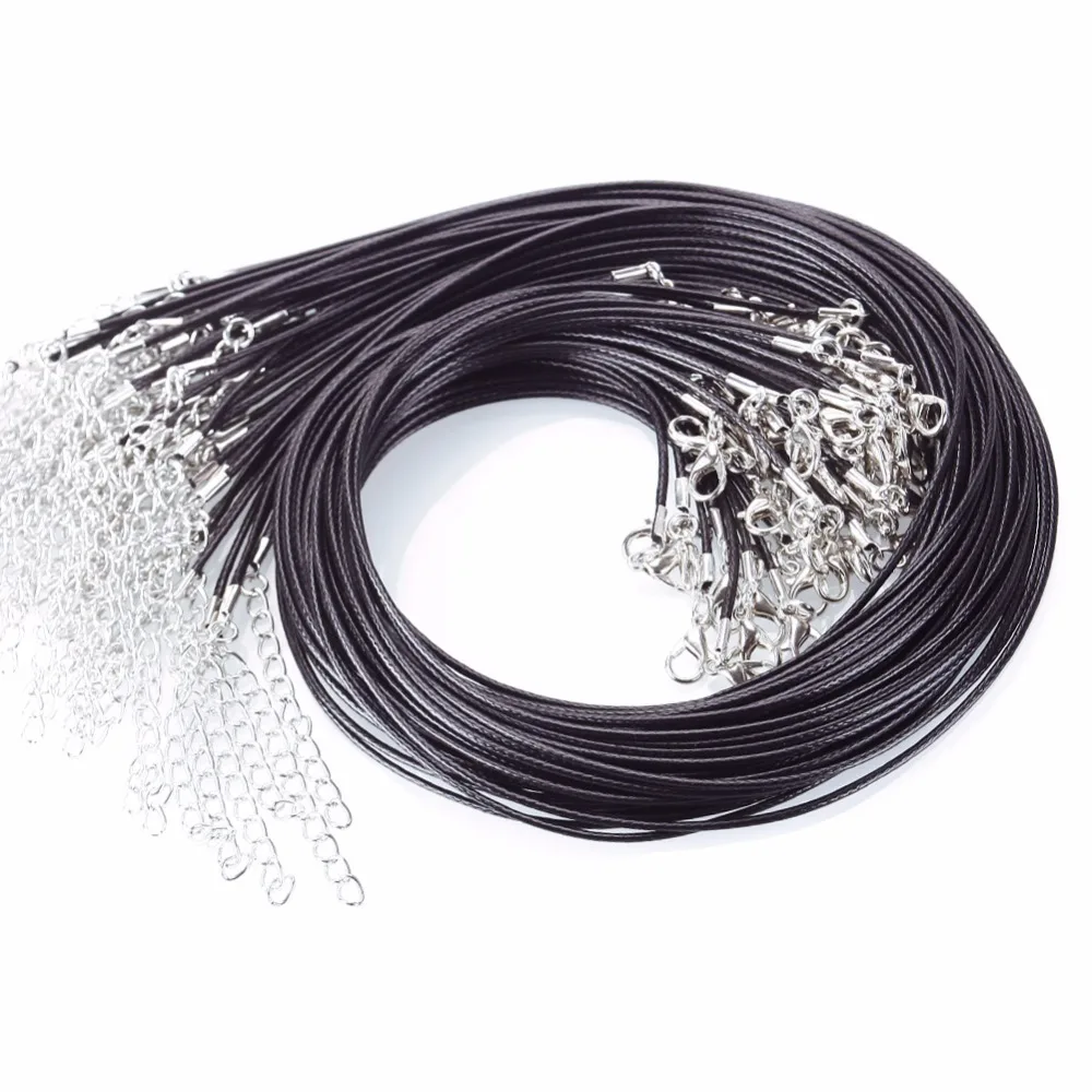 50Pcs/set 18&quot Black Leather Braided Wax Cord Necklace with Lobster Clasps for DIY Jewelry Making | Украшения и аксессуары