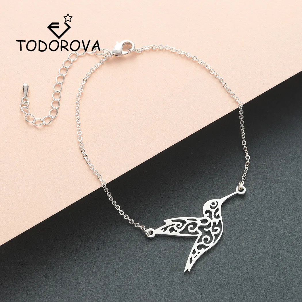 

Todorova Cute Origami Hummingbird Women Bracelet Peace Bird Bracelet Stainless Steel Men Jewelry Bird Lover Gifts