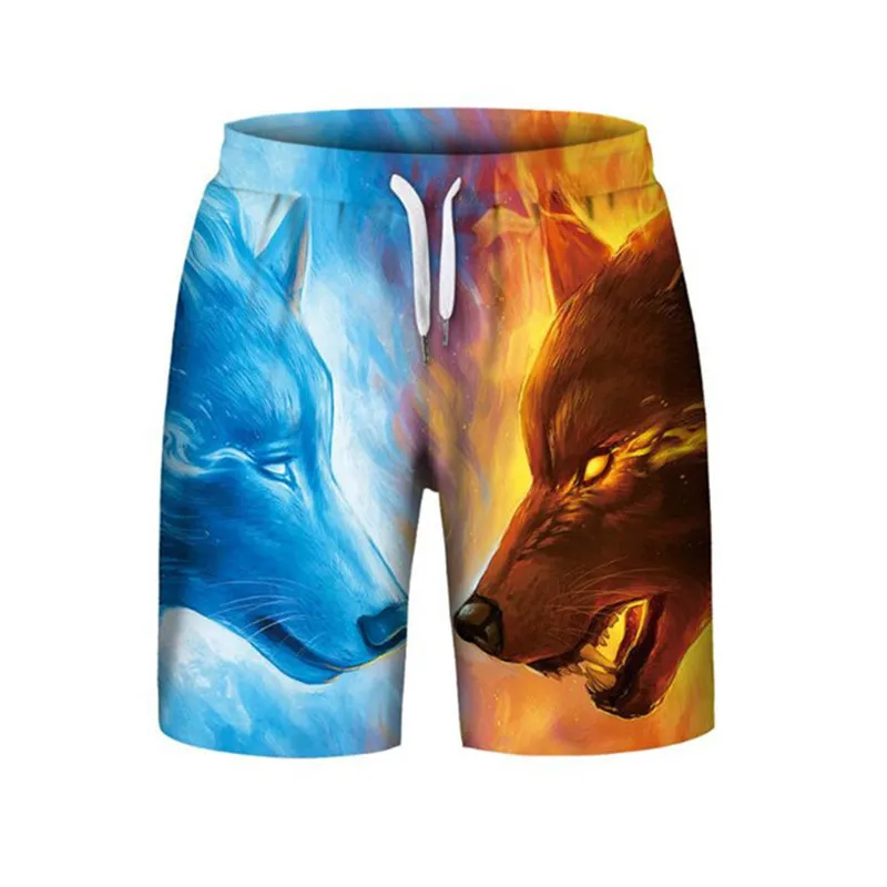 New Lonely Wolf Lion 3D Print Men Shorts Casual Cool Elastic Waist Summer Stone Printed Beach Male Fitness | Мужская одежда