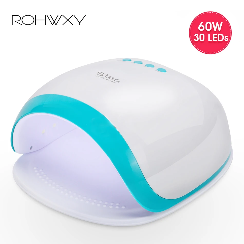 ROHWXY 60 Вт лампа для маникюра УФ светодиодный лампа для украшения ногтей Ice Nail Сушилка сушилка все гели лак гибридная звезда 4 УФ лампа