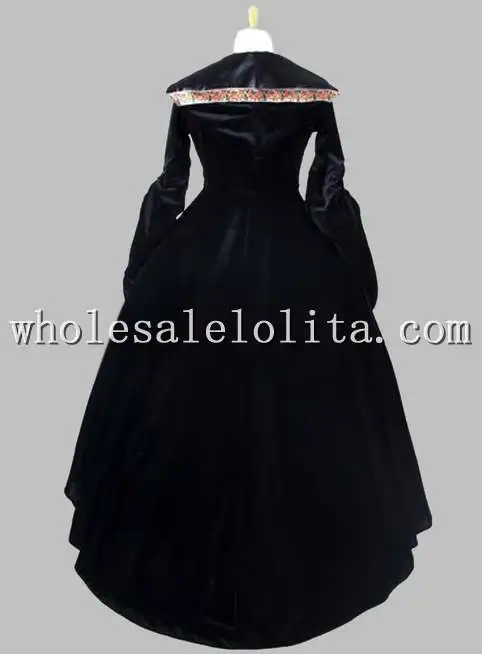 Черный вельветовый в готическом стиле и шелкоподобный костюм ведьмы на