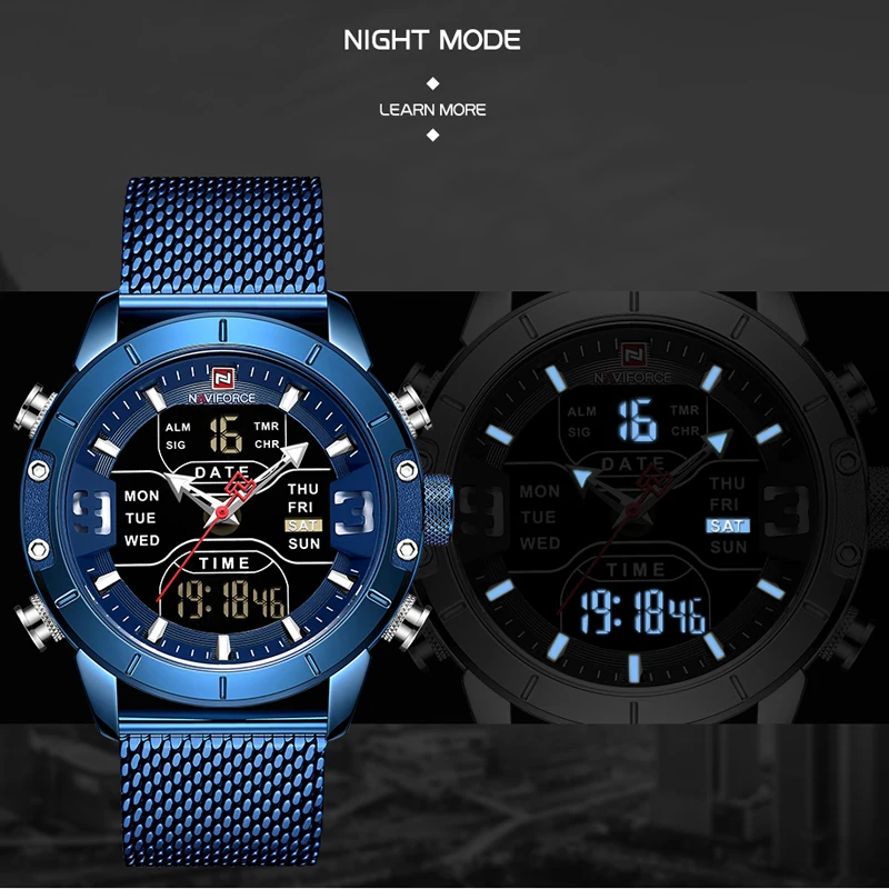 Мужские часы Топ люксовый бренд NAVIFORCE мужские спортивные кварцевые светодиодные